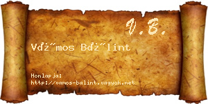 Vámos Bálint névjegykártya